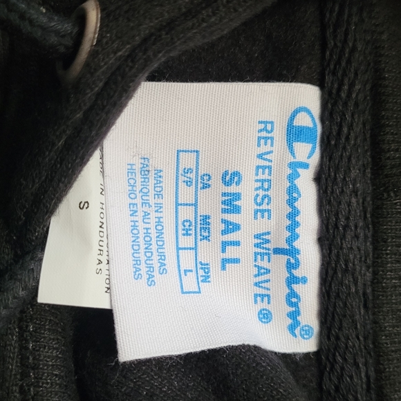 Champion Reverse Weave Black Cropped Hoodie w/the word "Santa" Embroider… - Picture 8 of 10